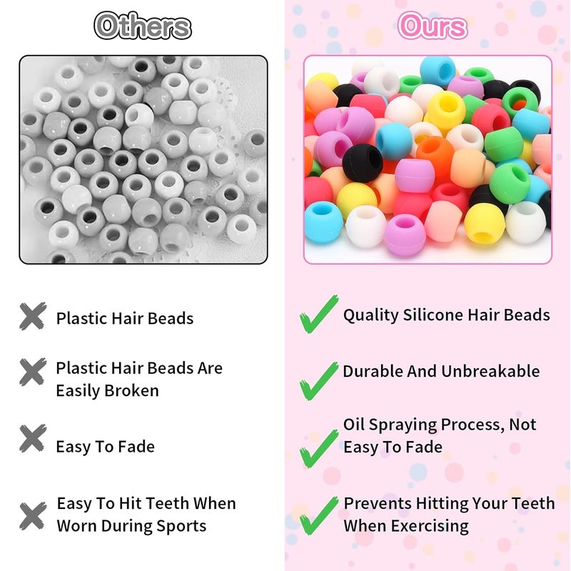 Dalycro 5mm Silicone Hair Beads for Kids Girls Braids 200PCS Washable Hair Beads 10 Colors Perfect for Girls Braids Accessories Decoration Kids Crafts (Small-200P) - Image 4